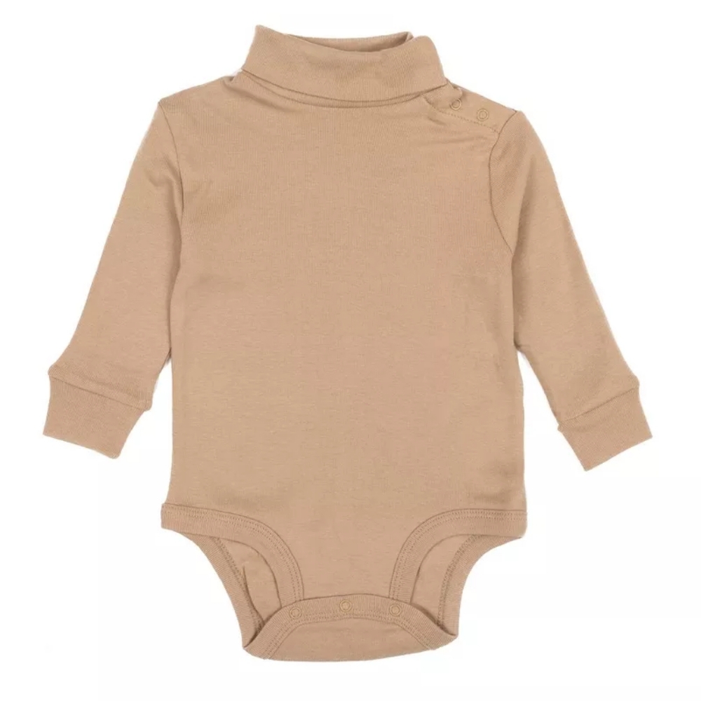 Leveret Baby Long Sleeve Turtleneck Bodysuit-Beige -18 Months New